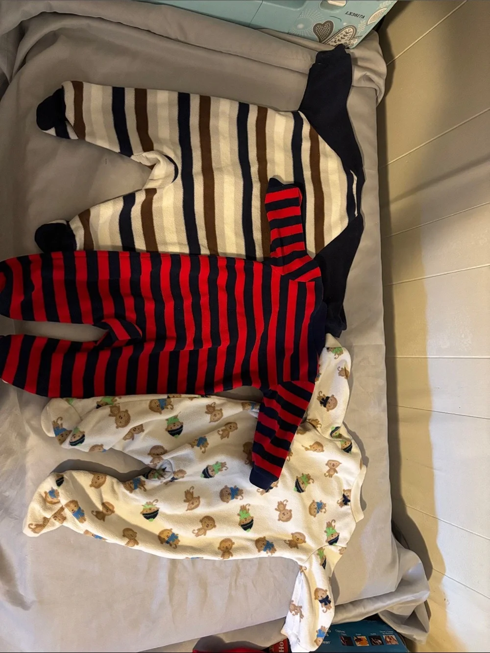 Carter's Red & Navy Striped and Animal Print Footed Sleepers - 3-Pack